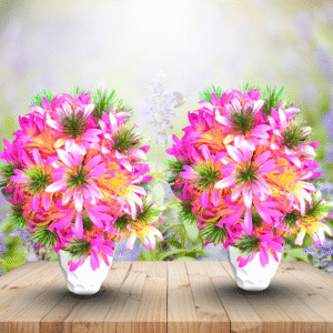 Artificial Flower Bouquet with White Vase – Home & Office Decor